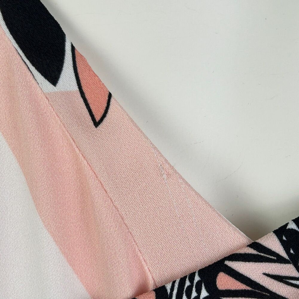 NWT REISS Hope Scarf Print Wrap Dress Asymmetrical Hem Pink White Black US 14 - Picture 15 of 16